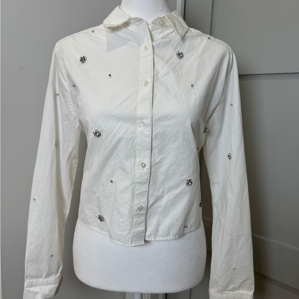 Zara kids Cotton POPLIN SHIRT WITH JEWEL